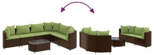 VidaXL Polyrattan Kerti Ülőgarnitúra - 7 részes - Barna