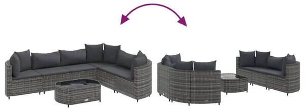 VidaXL Polyrattan Kerti Ülőgarnitúra - 7 részes, Szürke