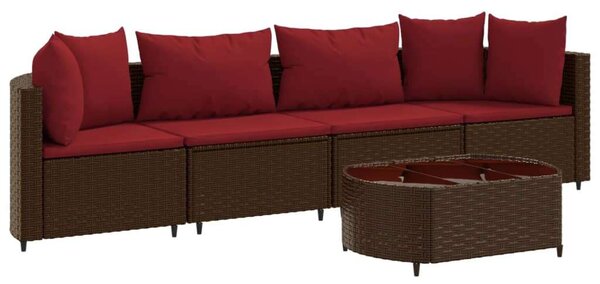 VidaXL Polyrattan Kerti Ülőgarnitúra - 5 részes, Barna