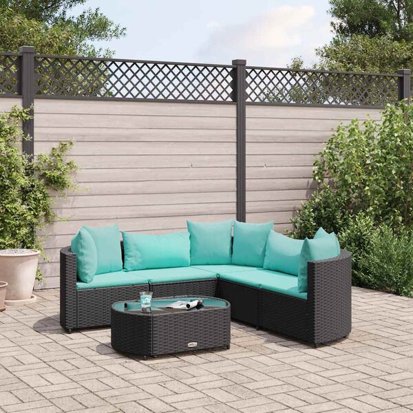 VidaXL Polyrattan Kerti Ülőgarnitúra - 6 részes - Fekete
