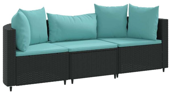 VidaXL Polyrattan Kerti Ülőgarnitúra - 3 részes - Fekete