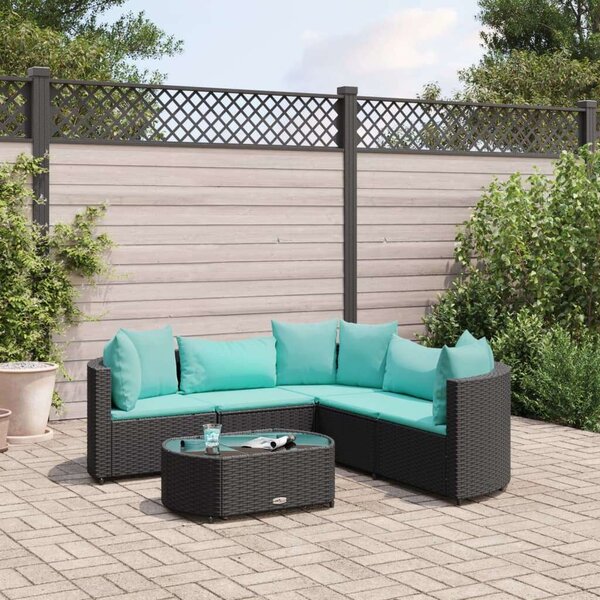 VidaXL Polyrattan Kerti Ülőgarnitúra - 6 részes - Fekete