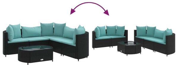 VidaXL Polyrattan Kerti Ülőgarnitúra - 6 részes - Fekete