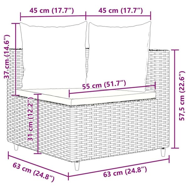 VidaXL Polyrattan Kerti Ülőgarnitúra - 5 részes - Barna