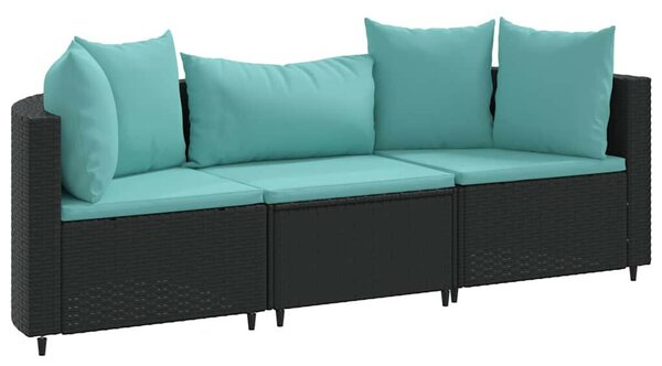 VidaXL Polyrattan Kerti Ülőgarnitúra - 3 részes - Fekete