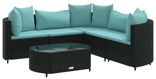VidaXL Polyrattan Kerti Ülőgarnitúra - 6 részes - Fekete