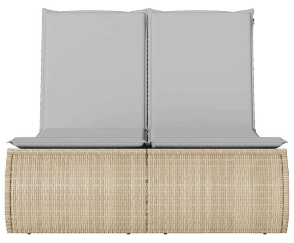 VidaXL Dupla Napozóágy - Polyrattan - Bézs - 200cm