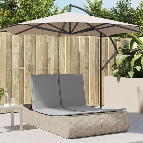 VidaXL Dupla Napozóágy - Polyrattan - Bézs - 200cm