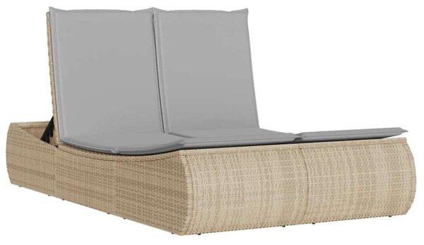 VidaXL Dupla Napozóágy - Polyrattan - Bézs - 200cm