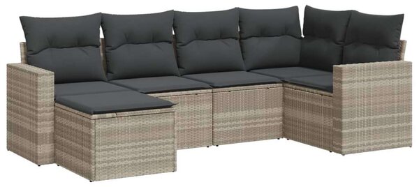 VidaXL Polyrattan Kerti Ülőgarnitúra - 6 részes, Világosszürke