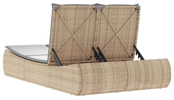 VidaXL Dupla Napozóágy - Polyrattan - Bézs - 200cm