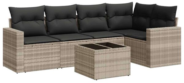 VidaXL Polyrattan Kerti Ülőgarnitúra - 6 részes, Világosszürke