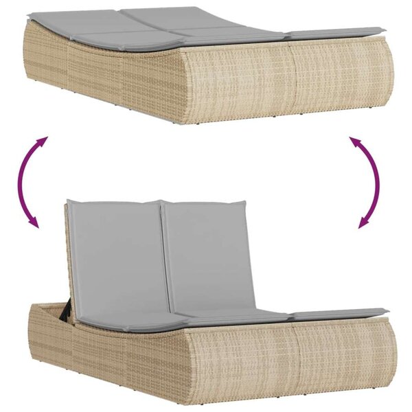 VidaXL Dupla Napozóágy - Polyrattan - Bézs - 200cm