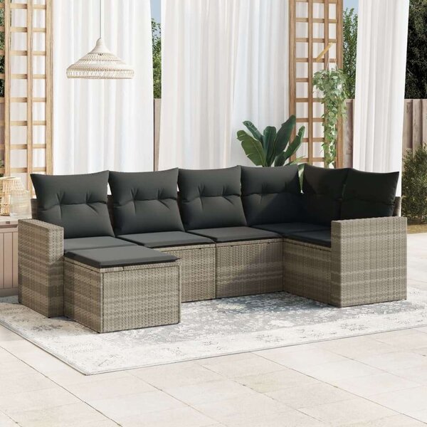 VidaXL Polyrattan Kerti Ülőgarnitúra - 6 részes, Világosszürke