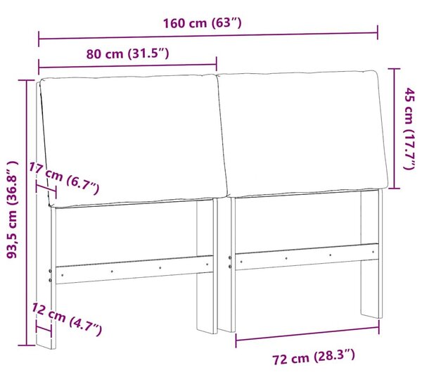 VidaXL Kárpitozott fejtámla Világosszürke 160 cm Tömör fenyőfa