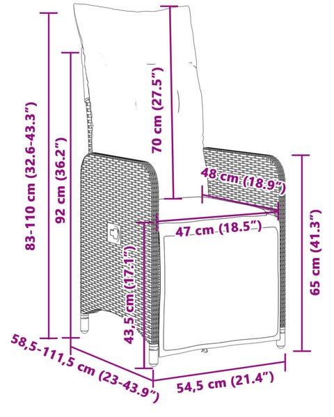 VidaXL Polyrattan Kerti Bútor - 11 részes Bisztrókészlet - Szürke