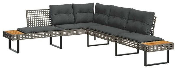 VidaXL Polyrattan Kerti Ülőgarnitúra - L-alakú - Szürke