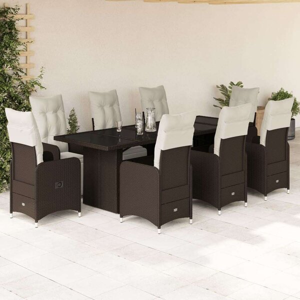 VidaXL Polyrattan Kerti Bútor - 8 Személyes Bisztrókészlet - Barna