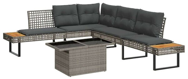 VidaXL Polyrattan Kerti Ülőgarnitúra - L-alakú - Szürke