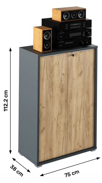 Szekrény , grafit/tölgyfa artisan, RIOMA NEW TYP 09
