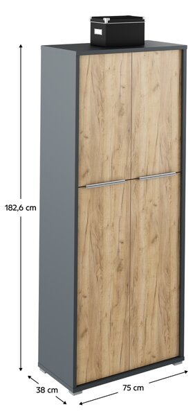 Polc szekrény, grafit/tölgyfa artisan, RIOMA NEW TYP 07