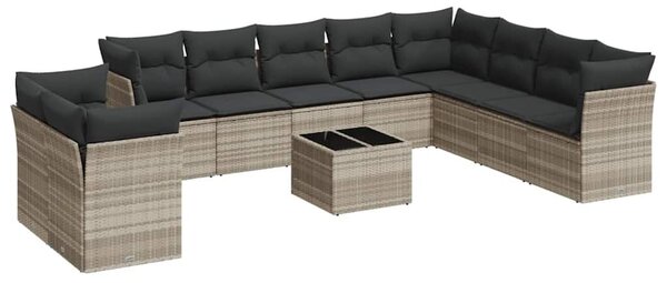 VidaXL Polyrattan Kerti Ülőgarnitúra - 11 részes, Világosszürke