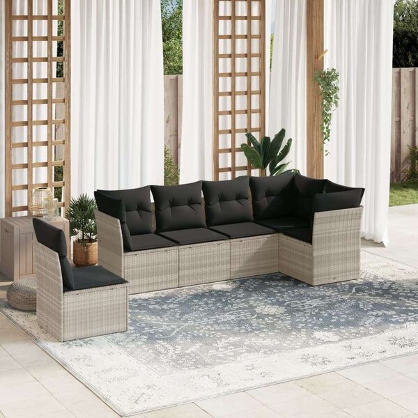 VidaXL Polyrattan Kerti Ülőgarnitúra - 6 részes, Világosszürke