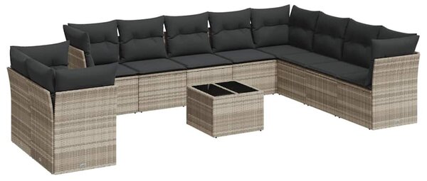 VidaXL Polyrattan Kerti Ülőgarnitúra - 11 részes, Világosszürke