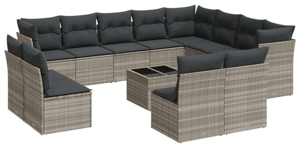 VidaXL Polyrattan Kerti Ülőgarnitúra - 13 részes - Világosszürke