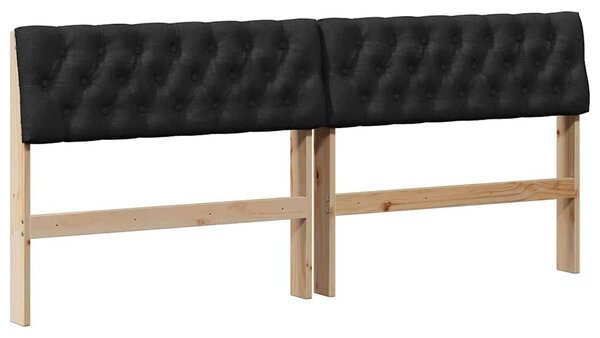VidaXL Kárpitozott fejtámla Fekete 180 cm Tömör fenyőfa