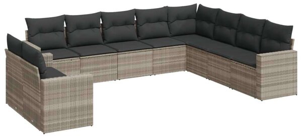 VidaXL Polyrattan Kerti Ülőgarnitúra - 10 részes - Világosszürke