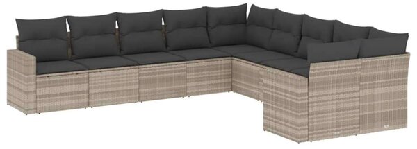 VidaXL Polyrattan Kerti Ülőgarnitúra - 10 részes - Világoszürke