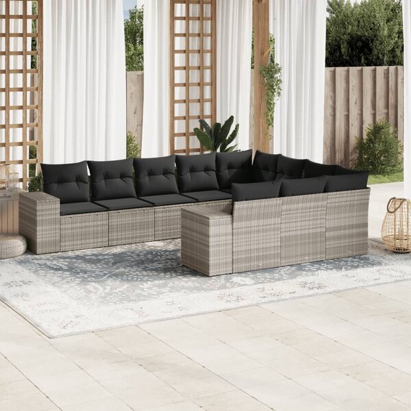 VidaXL Polyrattan Kerti Ülőgarnitúra - 10 részes - Világosszürke
