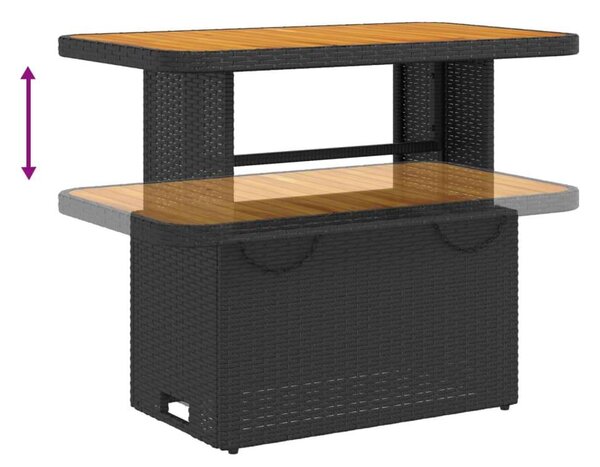 VidaXL 2 részes fekete polyrattan kerti ülőgarnitúra párnával