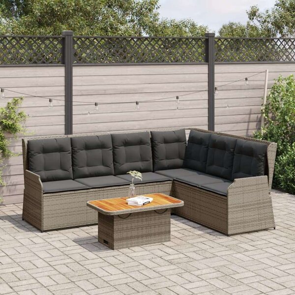 VidaXL 5 részes szürke polyrattan kerti ülőgarnitúra