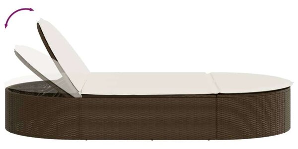 VidaXL Dupla Napozóágy - Polyrattan - Barna - 200cm
