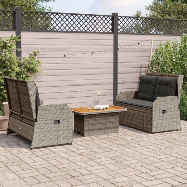 VidaXL Polyrattan Kerti Ülőgarnitúra - 3 részes - Szürke