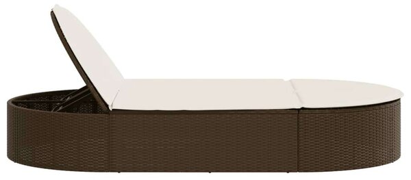 VidaXL Dupla Napozóágy - Polyrattan - Barna - 200cm