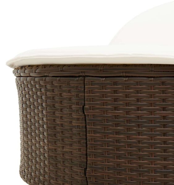 VidaXL Dupla Napozóágy - Polyrattan - Barna - 200cm