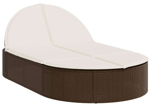 VidaXL Dupla Napozóágy - Polyrattan - Barna - 200cm