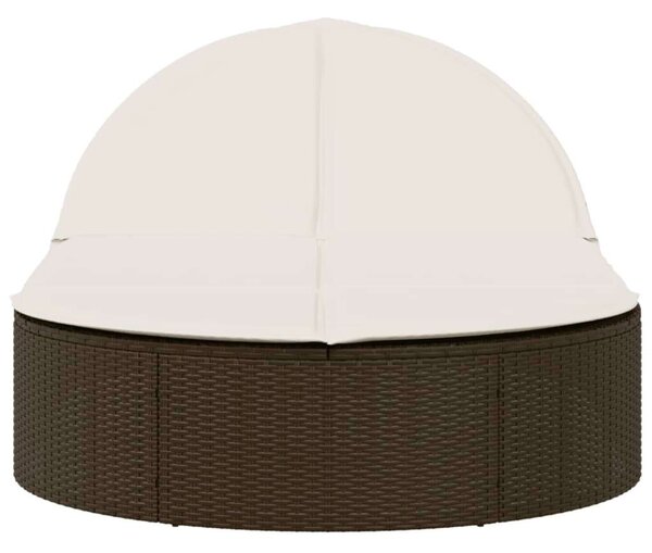 VidaXL Dupla Napozóágy - Polyrattan - Barna - 200cm