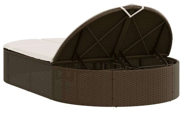 VidaXL Dupla Napozóágy - Polyrattan - Barna - 200cm
