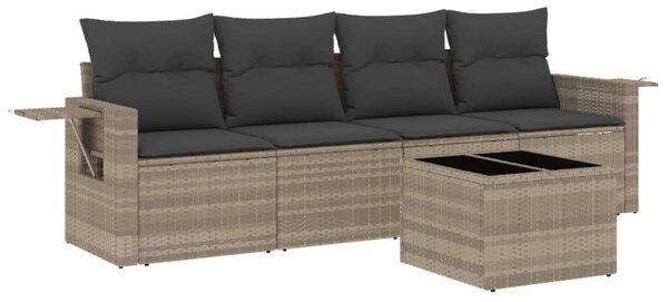 VidaXL Polyrattan Kerti Ülőgarnitúra - 5 részes, Világosszürke