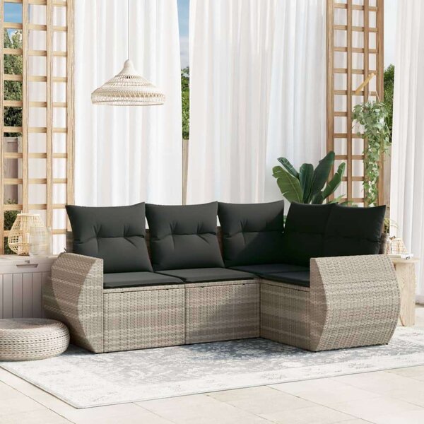 VidaXL Polyrattan Kerti Ülőgarnitúra - 4 részes - Világosszürke