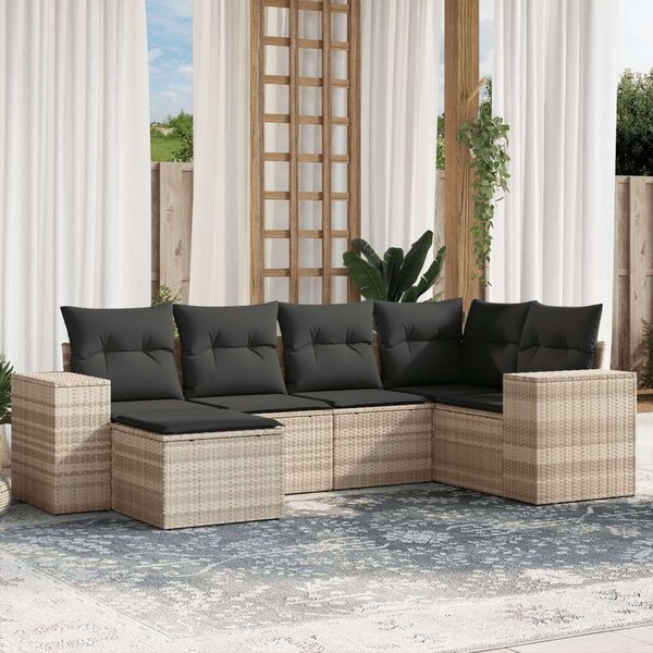 VidaXL Polyrattan Kerti Ülőgarnitúra - 6 részes, Világosszürke