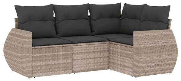 VidaXL Polyrattan Kerti Ülőgarnitúra - 4 részes - Világosszürke
