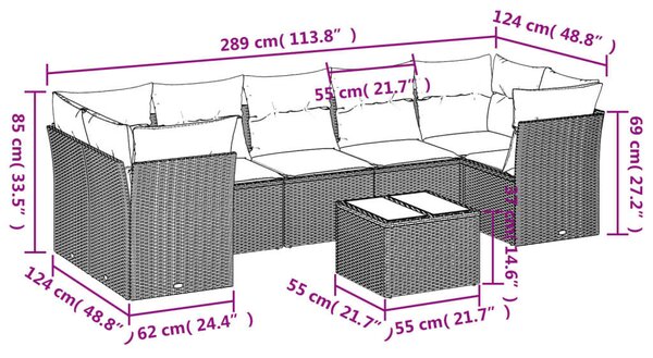 VidaXL Polyrattan Kerti Ülőgarnitúra - 8 részes