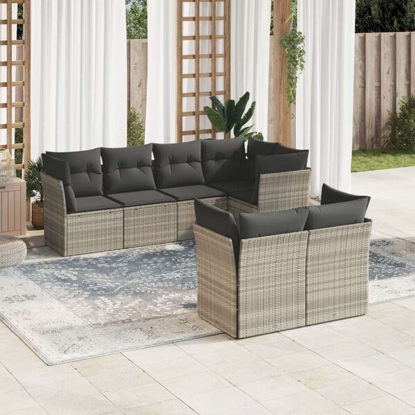 VidaXL Polyrattan Kerti Ülőgarnitúra - 7 részes - Világosszürke