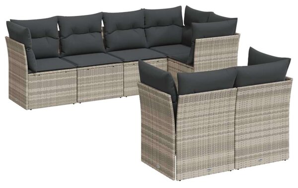 VidaXL Polyrattan Kerti Ülőgarnitúra - 7 részes - Világosszürke