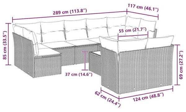 VidaXL Polyrattan Kerti Ülőgarnitúra - 10 részes